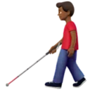 Man with White Cane: Medium-Dark Skin Tone