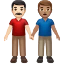 Men Holding Hands: Light Skin Tone, Medium Skin Tone