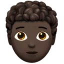 Person: Dark Skin Tone, Curly Hair