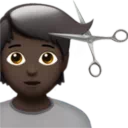 Person Getting Haircut: Dark Skin Tone