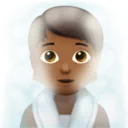 Person in Steamy Room: Medium-Dark Skin Tone