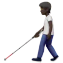 Person with White Cane: Dark Skin Tone