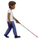 Person with White Cane Facing Right: Medium-Dark Skin Tone