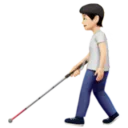 Person with White Cane: Light Skin Tone