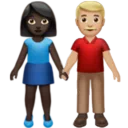 Woman and Man Holding Hands: Dark Skin Tone, Medium-Light Skin Tone