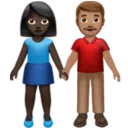 Woman and Man Holding Hands: Dark Skin Tone, Medium Skin Tone