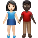 Woman and Man Holding Hands: Light Skin Tone, Dark Skin Tone