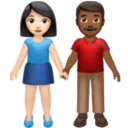 Woman and Man Holding Hands: Light Skin Tone, Medium-Dark Skin Tone