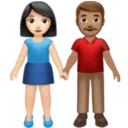 Woman and Man Holding Hands: Light Skin Tone, Medium Skin Tone