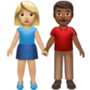 Woman and Man Holding Hands: Medium-Light Skin Tone, Medium-Dark Skin Tone