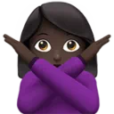 Woman Gesturing No: Dark Skin Tone