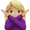 Woman Gesturing No: Medium-Light Skin Tone
