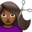 Woman Getting Haircut: Medium-Dark Skin Tone