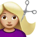 Woman Getting Haircut: Medium-Light Skin Tone