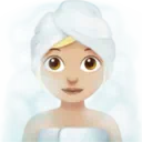 Woman in Steamy Room: Medium-Light Skin Tone