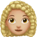 Woman: Medium-Light Skin Tone, Curly Hair