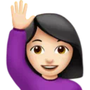 Woman Raising Hand: Light Skin Tone