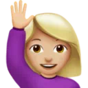 Woman Raising Hand: Medium-Light Skin Tone