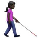 Woman with White Cane Facing Right: Dark Skin Tone