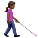 Woman with White Cane Facing Right: Medium-Dark Skin Tone
