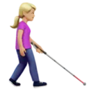 Woman with White Cane Facing Right: Medium-Light Skin Tone