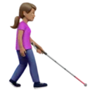 Woman with White Cane Facing Right: Medium Skin Tone