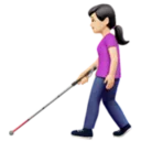 Woman with White Cane: Light Skin Tone