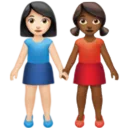 Women Holding Hands: Light Skin Tone, Medium-Dark Skin Tone