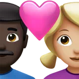Couple With Heart - Man: Dark Skin Tone, Woman: Medium-Light Skin Tone — Apple