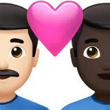 마음을 가진 커플 : 남자, 남자, 밝은 피부 톤, 어두운 피부 톤 — Apple