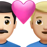 Couple with Heart: Man, Man, Light Skin Tone, Medium-Light Skin Tone — Apple
