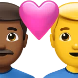 하트가 있는 커플 - 남자: 약간 어두운 피부 톤, 남자: 피부 톤 없음 — Apple