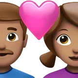 하트가 있는 커플 - 남자: 중간 피부 톤, 여자: 중간 피부 톤 — Apple