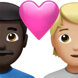 Couple With Heart: Man, Person, Dark Skin Tone, Medium-Light Skin Tone — Apple