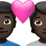 하트가 있는 커플: 남자, 사람, 어두운 피부 톤 — Apple
