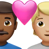 하트가 있는 커플: 남자, 사람, 약간 어두운 피부 톤, Medium-밝은 피부 톤 — Apple
