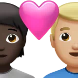 Couple With Heart: Person, Man, Dark Skin Tone, Medium-Light Skin Tone — Apple