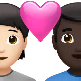 Couple With Heart: Person, Man, Light Skin Tone, Dark Skin Tone — Apple