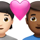 Couple With Heart: Person, Man, Light Skin Tone, Medium-Dark Skin Tone — Apple