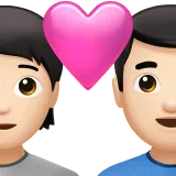 하트가 있는 커플: 사람, 남자, 밝은 피부 톤 — Apple