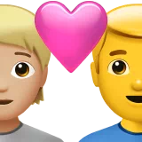 하트가 있는 커플: 사람, 남자, Medium-밝은 피부 톤, 피부 톤 없음 — Apple