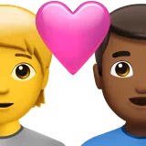 Couple With Heart: Person, Man, No Skin Tone, Medium-Dark Skin Tone — Apple