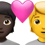 Couple With Heart: Person, Person, Dark Skin Tone, No Skin Tone — Apple