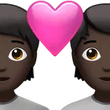 Couple With Heart: Person, Person, Dark Skin Tone — Apple