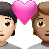 Couple with Heart: Person, Person, Light Skin Tone, Medium Skin Tone — Apple