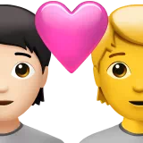 하트가 있는 커플: 사람, 사람, 밝은 피부 톤, 피부 톤 없음 — Apple
