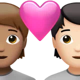 Couple with Heart: Person, Person, Medium Skin Tone, Light Skin Tone — Apple