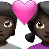 Couple With Heart: Person, Woman, Dark Skin Tone — Apple
