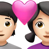Couple With Heart: Person, Woman, Light Skin Tone — Apple