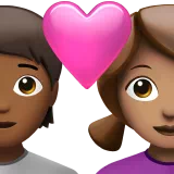 하트가 있는 커플: 사람, 여자, 약간 어두운 피부 톤, 중간 피부 톤 — Apple